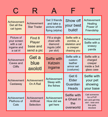 Minecraft Bingo Card