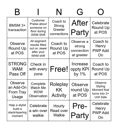 WAM Walk Bingo Card