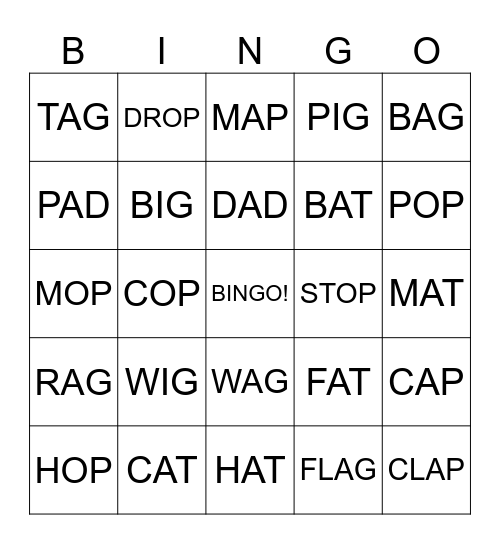 AG, AD, AT, OP, IG, AP Bingo Card