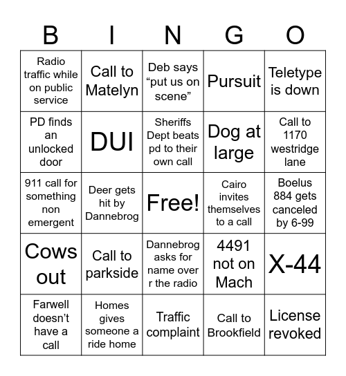 Howard county bingo Card