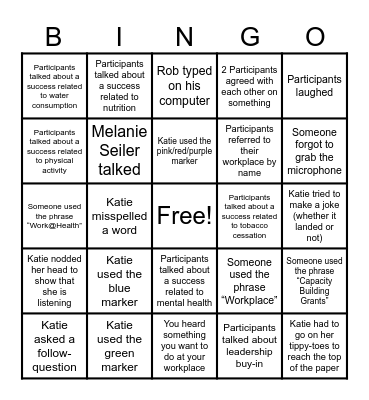 Ripple Effects Mapping Bingo Card