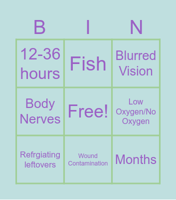 BACTERIA BINGO Card