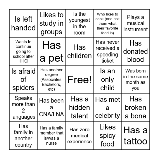 Find someone who.... Bingo Card
