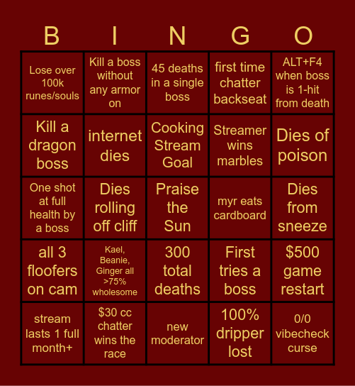 Acrylic DS Marathon Bingo Card