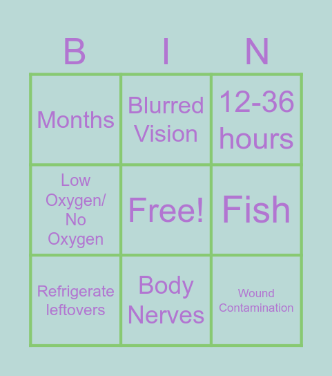 BACTERIA BINGO Card