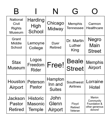 Logos Freedom Riders - Journey Continues Bingo Card