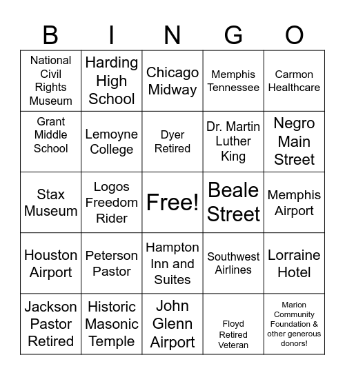 Logos Freedom Riders - Journey Continues Bingo Card