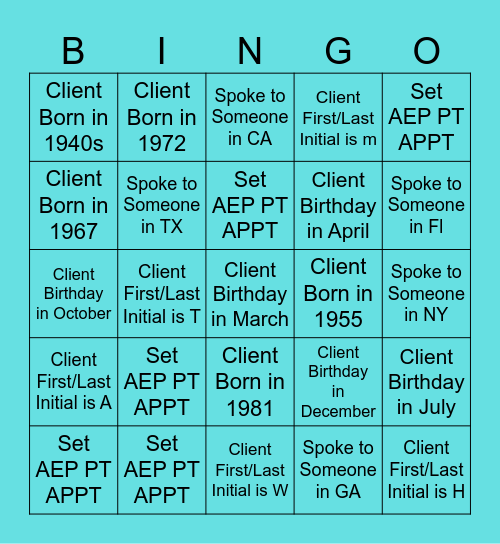 Right Choice Bingo Card