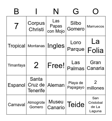 Islas Canarias Bingo Card