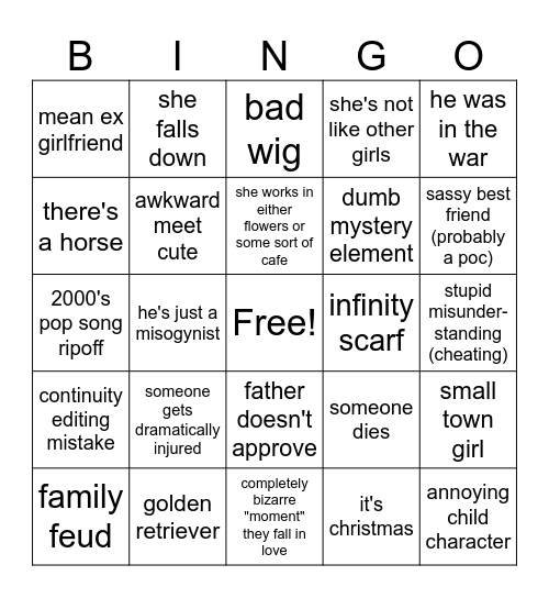 Bad Movie Bingo Card