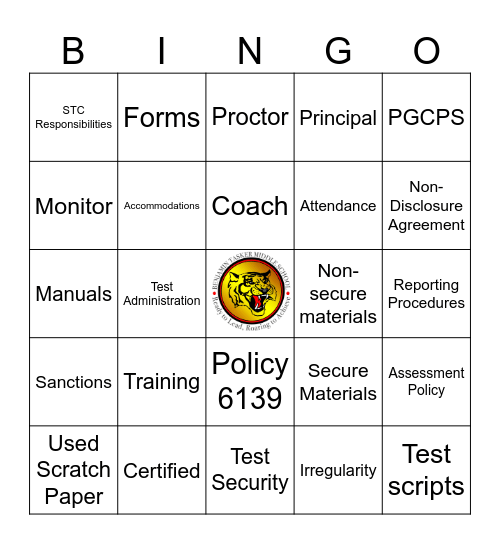 Test Security Bingo Card