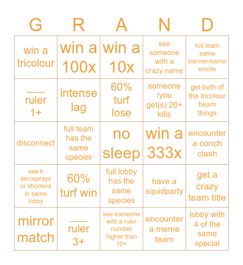 GRANDFEST BINGO Card