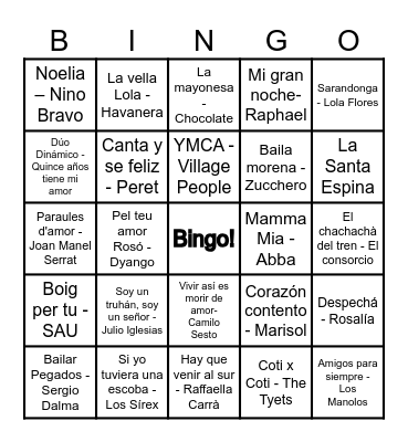 Bingo Musical Bingo Card