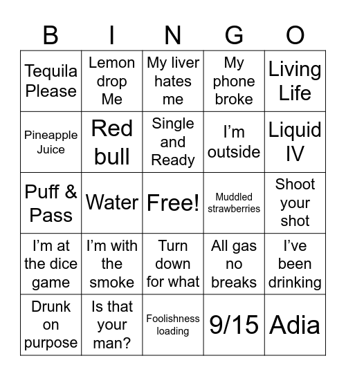 Adia's 44th Birthday Brunch Bingo Card