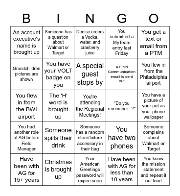 Philadelphia District Dinner Bingo Card