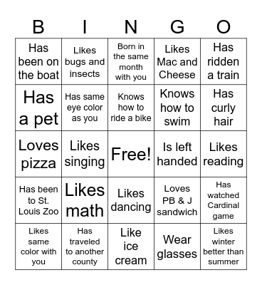TYB Bingo Card