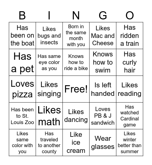 TYB Bingo Card