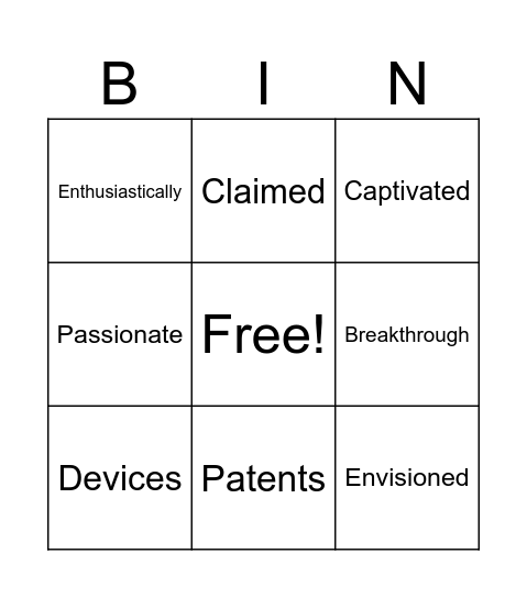 Vocab Bingo Card