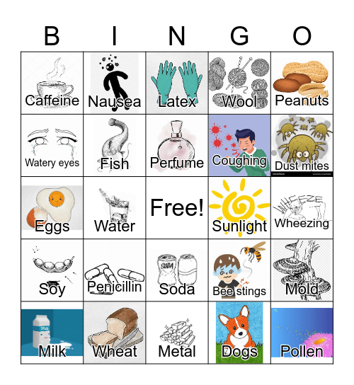 Allergies Bingo Card