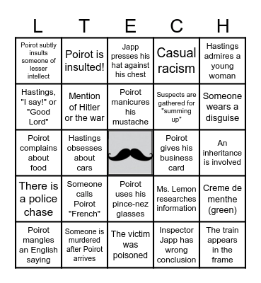 Poirot Bingo Card