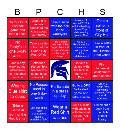 FRESHMEN SEMINAR BINGO Card