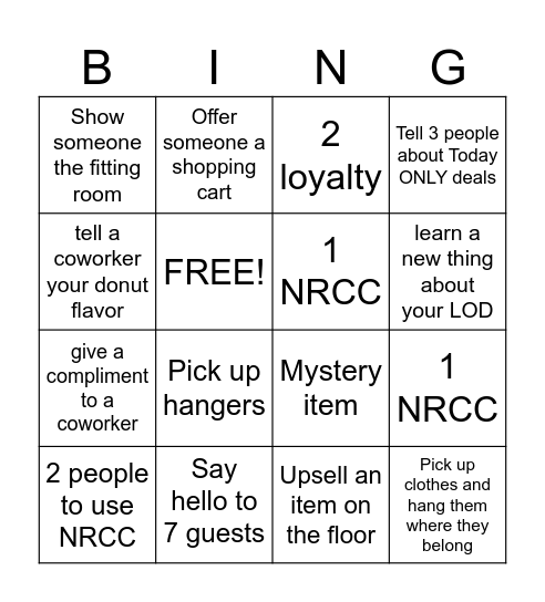 DONUT BINGO Card