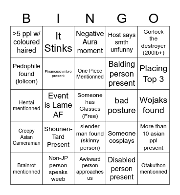 Anime Bingo Card