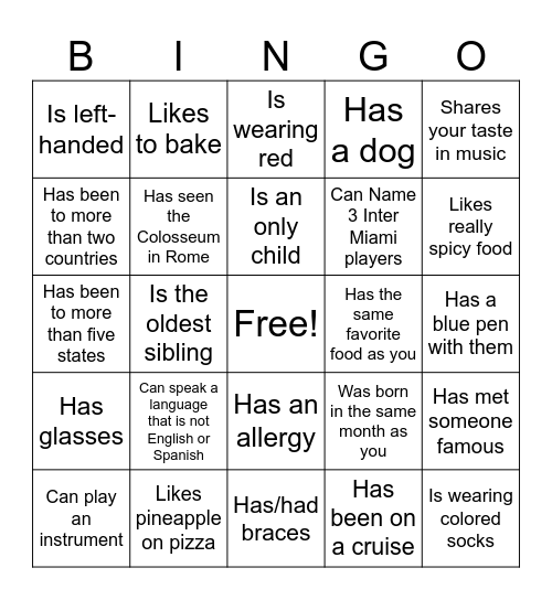 Icebreaker Bingo: Find Someone Who Bingo Card