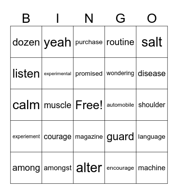 step 10 HFW Bingo Card