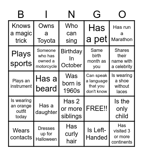 BINGO Card