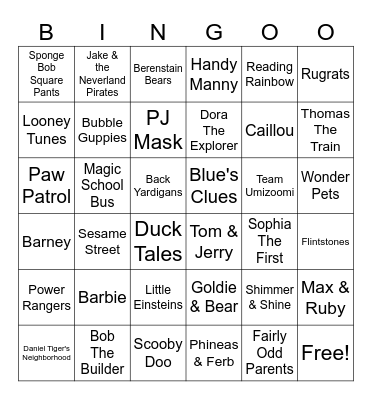 Cartoon Theme Songs Bingo Card