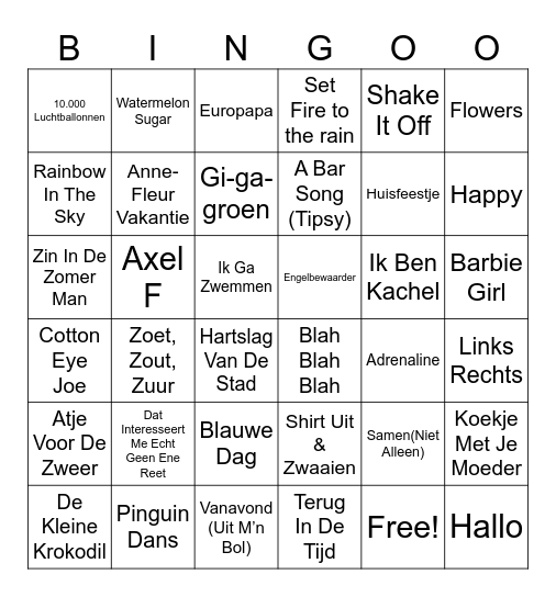 Muziek BINGO Card