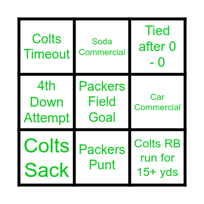 GO PACK GO Bingo Card