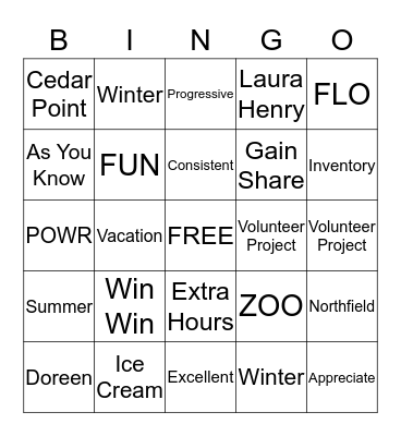 Team Meeting Bingo Card