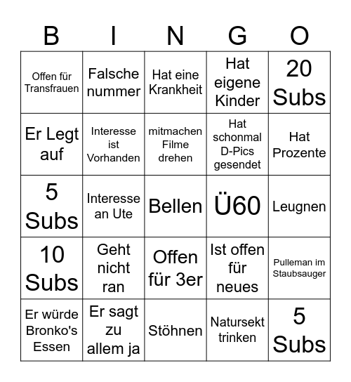 Schmachtopa Bingo Card