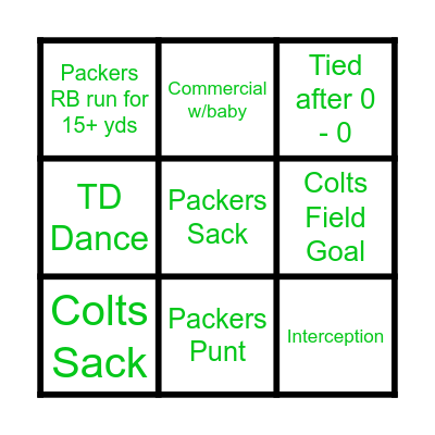 GO PACK GO Bingo Card