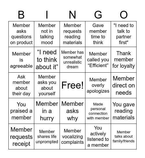 Buyer Styles Bingo Card