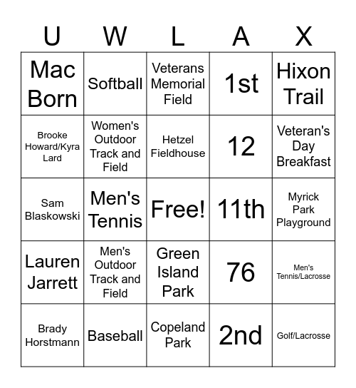 21 in 21 Bingo Card