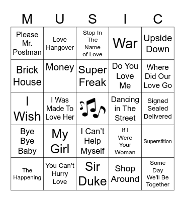 Motown Bingo Card