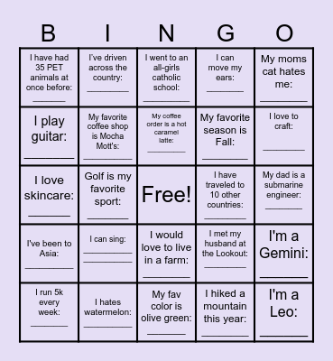 Human Bingo Card