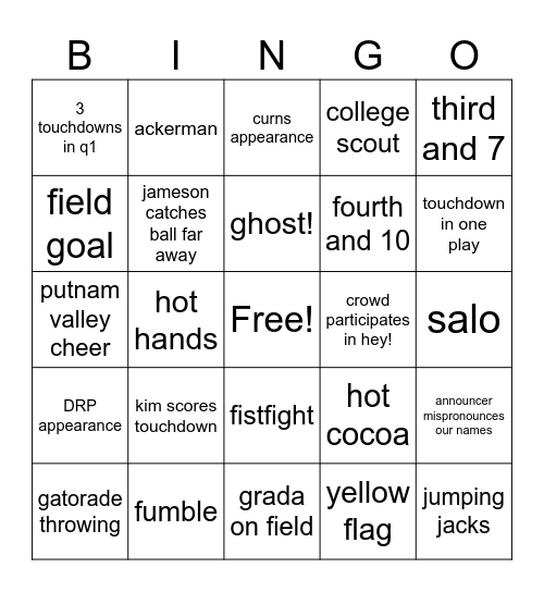 friday the 13th Bingo Card