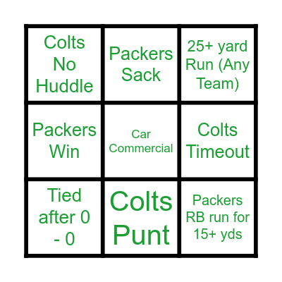 GO PACK GO Bingo Card