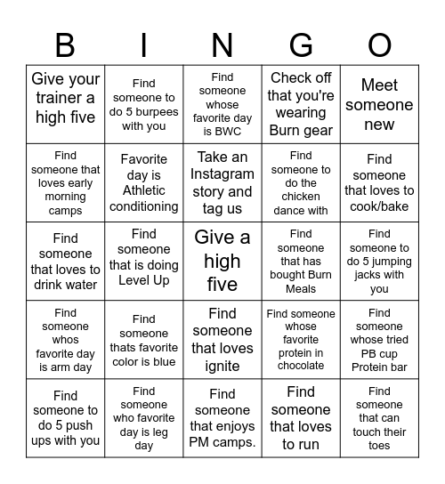 Burn Bingo Card
