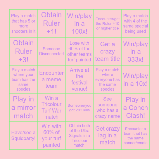 GRANDFEST BINGO Card