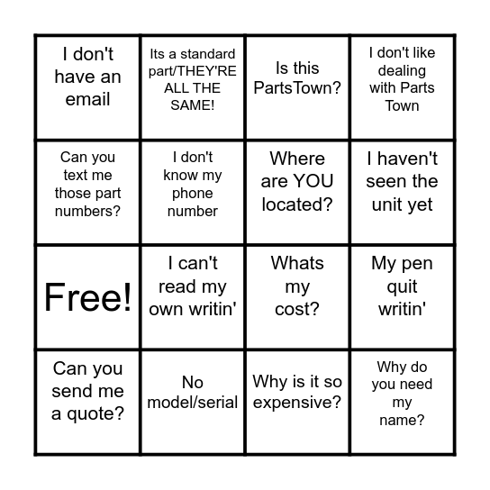 PID Bingo Card