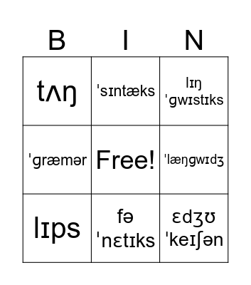 Phonetic Fun Bingo Card