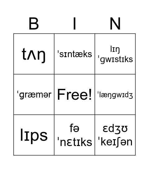 Phonetic Fun Bingo Card