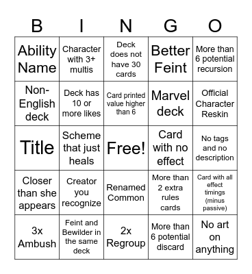 Unmatched Front Page BINGO Card