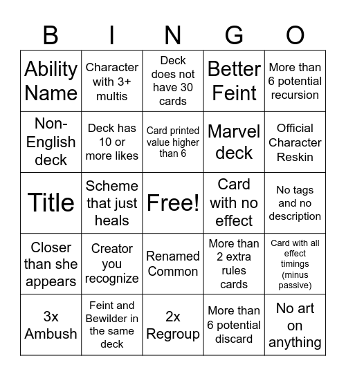 Unmatched Front Page BINGO Card