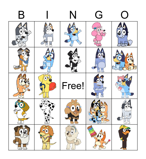 Bluey Bingo Card